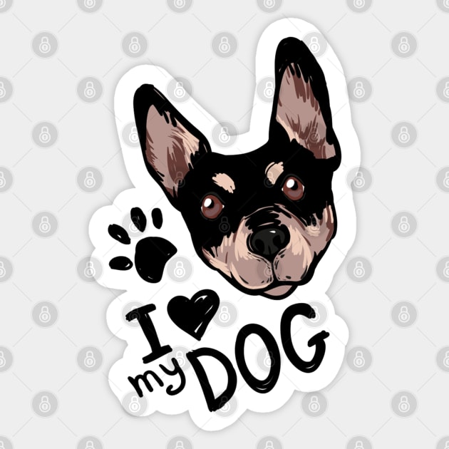 I Love My Dog Sticker by Mako Design 